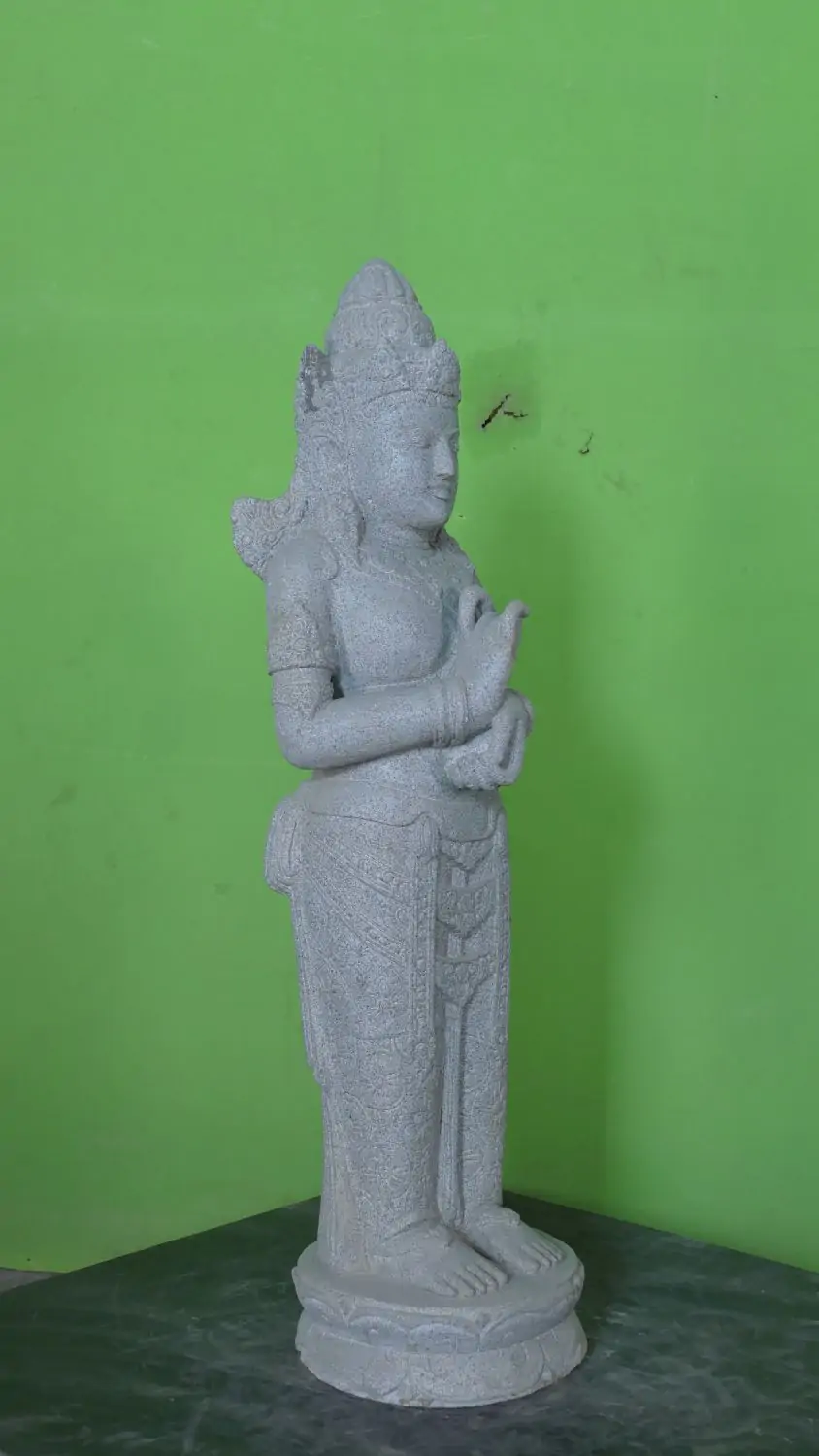  Product image 5 of the product “Standing Dewi Sri, “Turning of the Wheel”, 100cm Height, Riverstone, Stone Dewi Sri ”